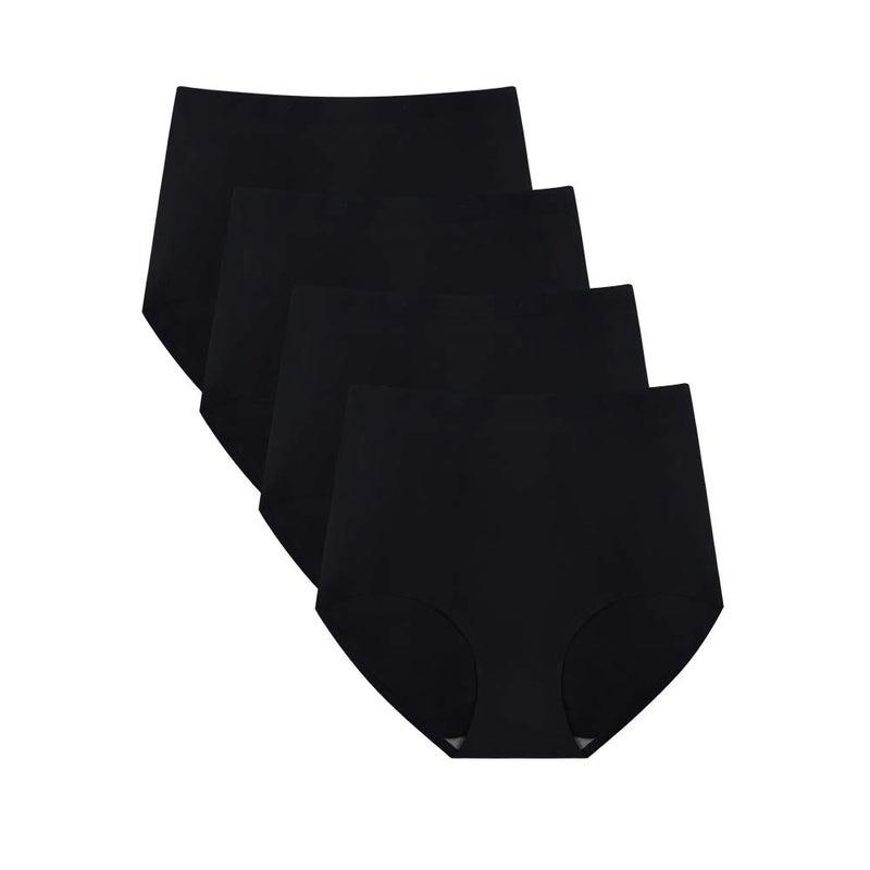 FallSweet No Show High Waist Briefs Underwear for Women Seamless Panties,Pack of 4 (Black4, XL) - Image 1